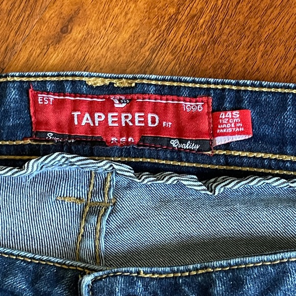 Tapered Blue Straight Leg Jeans with Classic Indigo Wash 44S - Picture 4 of 11